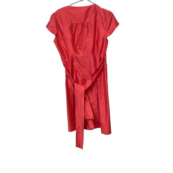 Lilly Pulitzer Coral Silk Wrap Dress Tie Waist Size 8 Classic Timeless - Picture 3 of 8